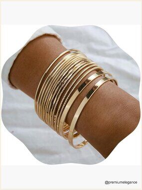14pcs Boho Indian Bangle Bracelet Set Chunky Stackable